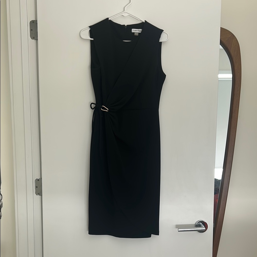 Calvin Klein Black Sleeveless Sheath Midi Dress